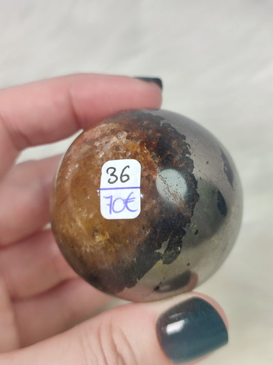Esfera cuarzo sanador con pirita 271 gramos - n° 36