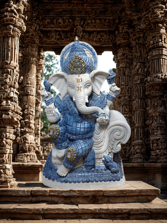 Ganesha Azul Y Blanca - Prosperidad y Protección