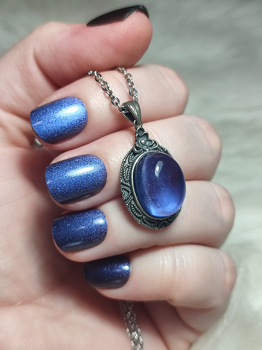 Colgante plata 925 con flúorita azul extra