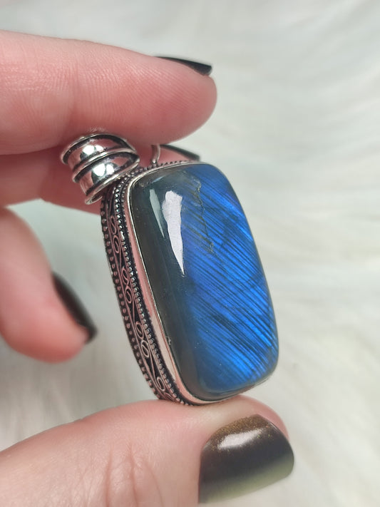 Colgante baño de plata con labradorita flash - n°4