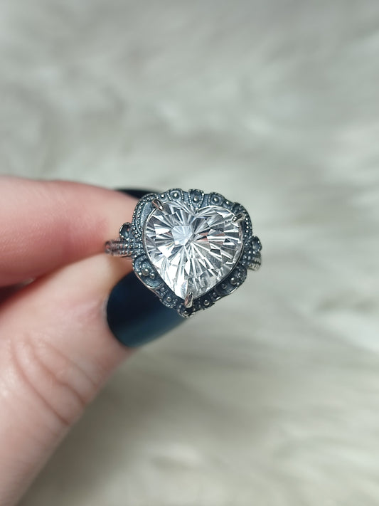 Anillo plata 925 con cuarzo facetado talla diamante