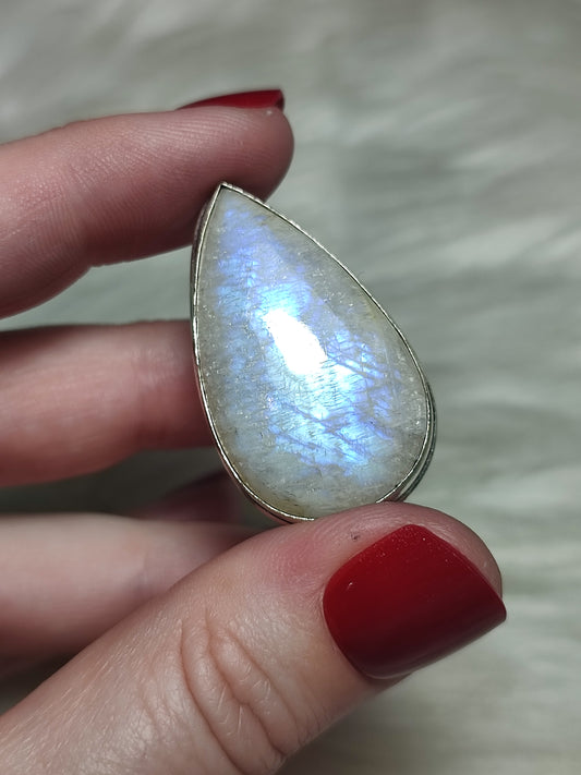 Anillo baño de plata con piedra luna - ref.167