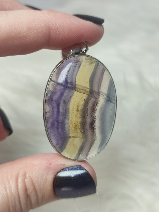 Conjunto baño de plata y flúorita multicolor