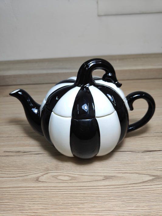 Tetera Calabaza -Blanca y negra