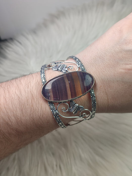 Brazalete baño de plata con fluorita - N° 23