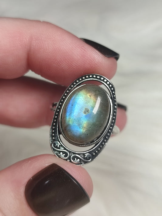 Anillo bisutería con labradorita - n° 9