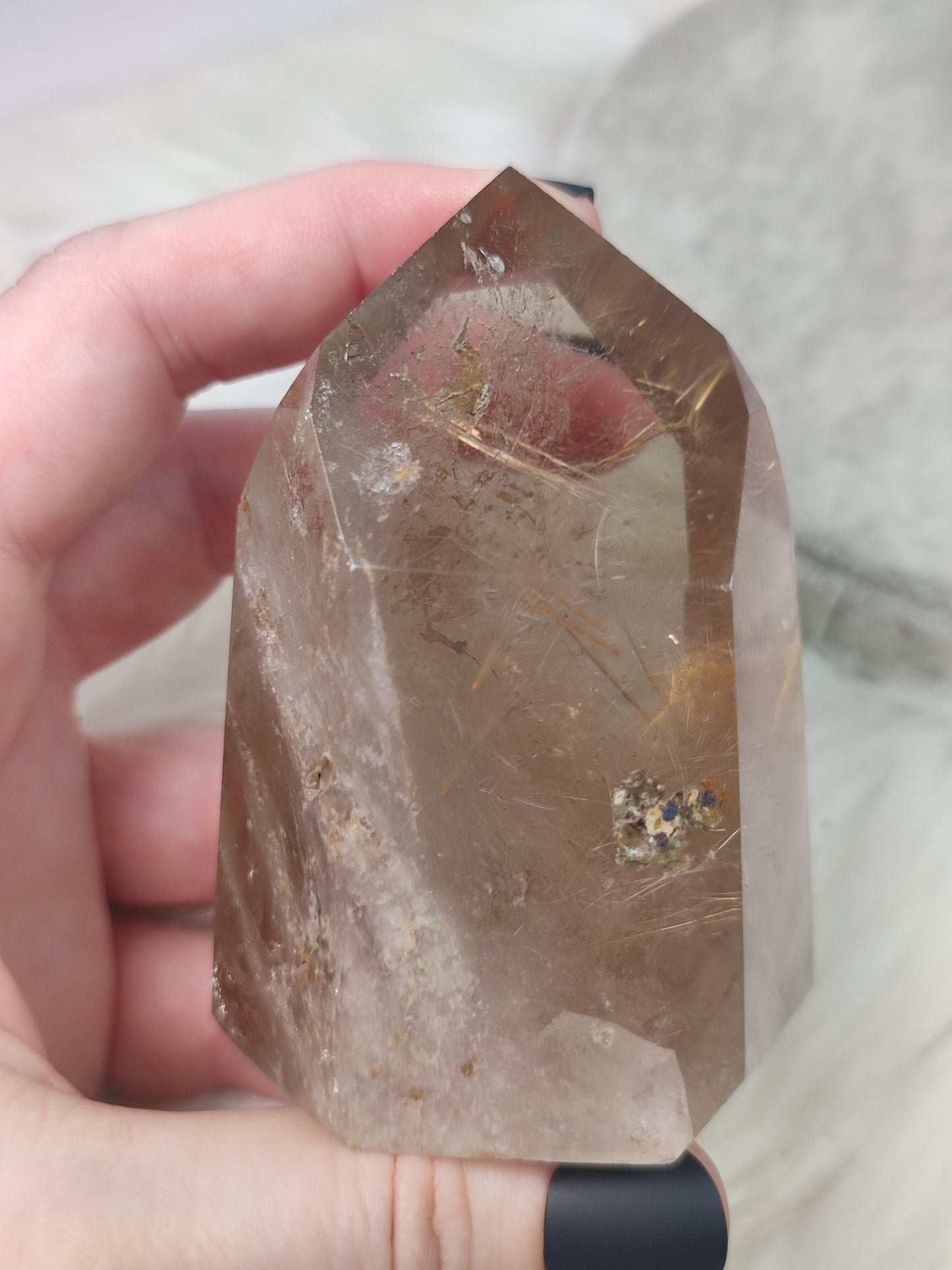 Punta cuarzo con rutilo y hematite - n° 50