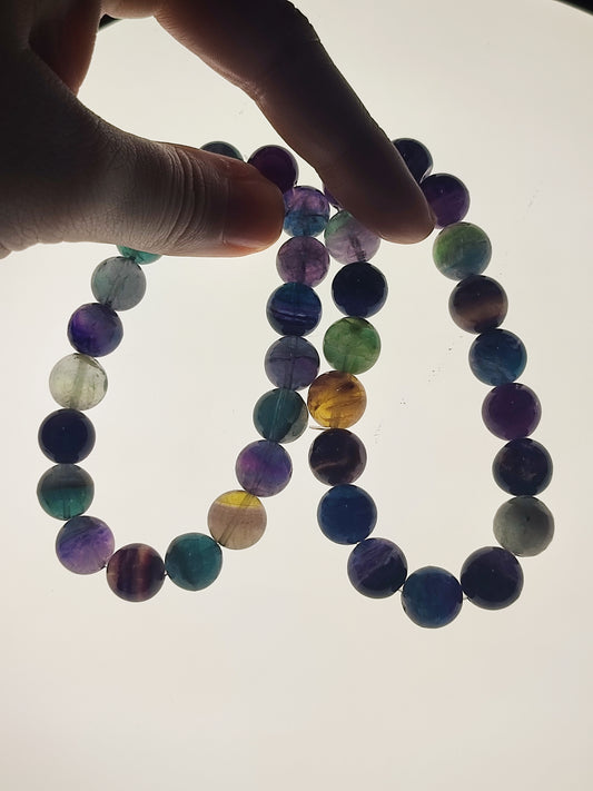 Pulsera elástica esferas de fluorita multicolor 11 mm