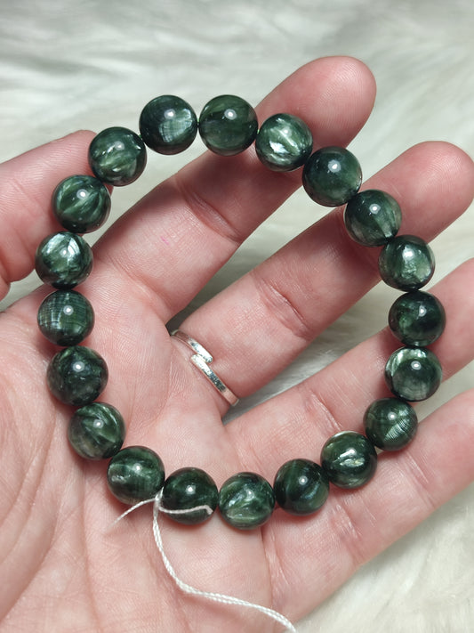 Pulsera unica esferas de serafinita extra 10 mm