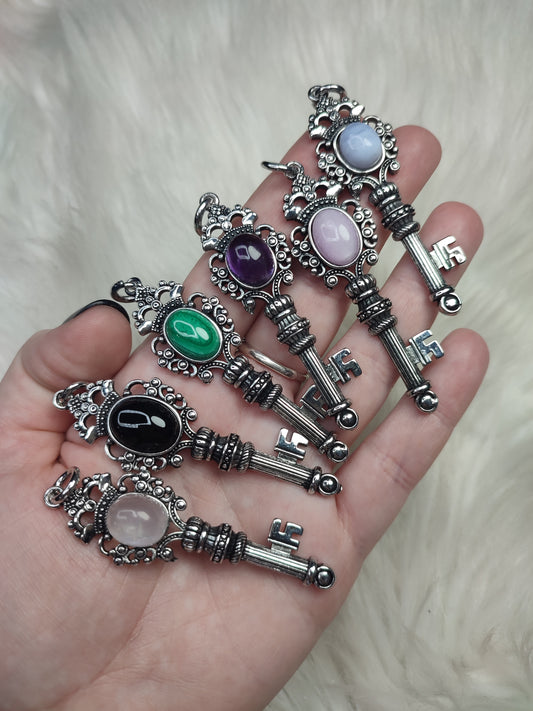 Colgante bisutería llave - diferentes minerales