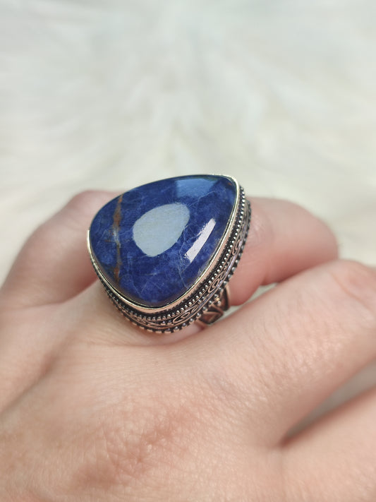 Anillo baño de plata y sodalita