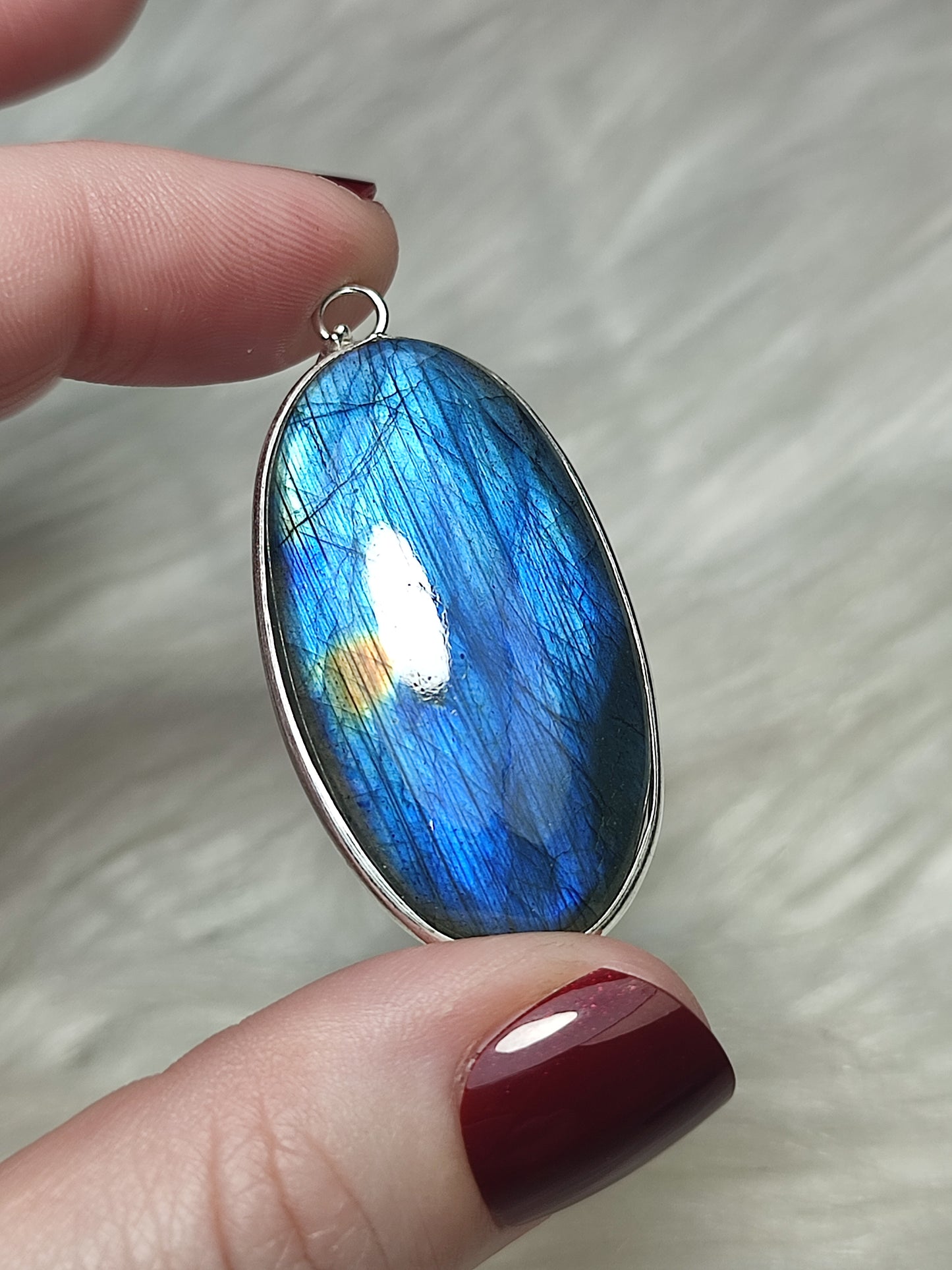 Colgante baño de plata con labradorita flash - N° 59