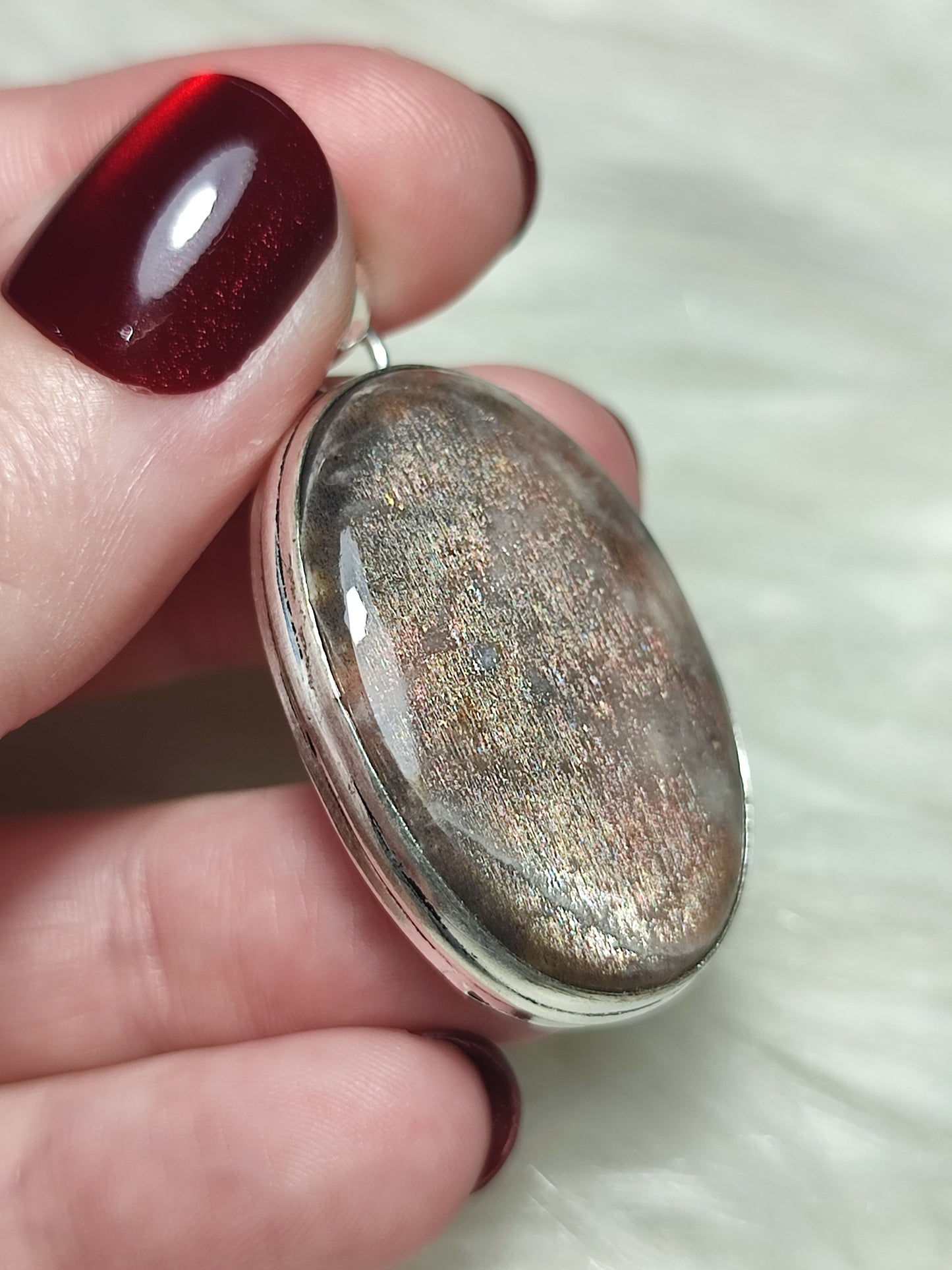 Colgante baño de plata con piedra Luna negra Latticce 92