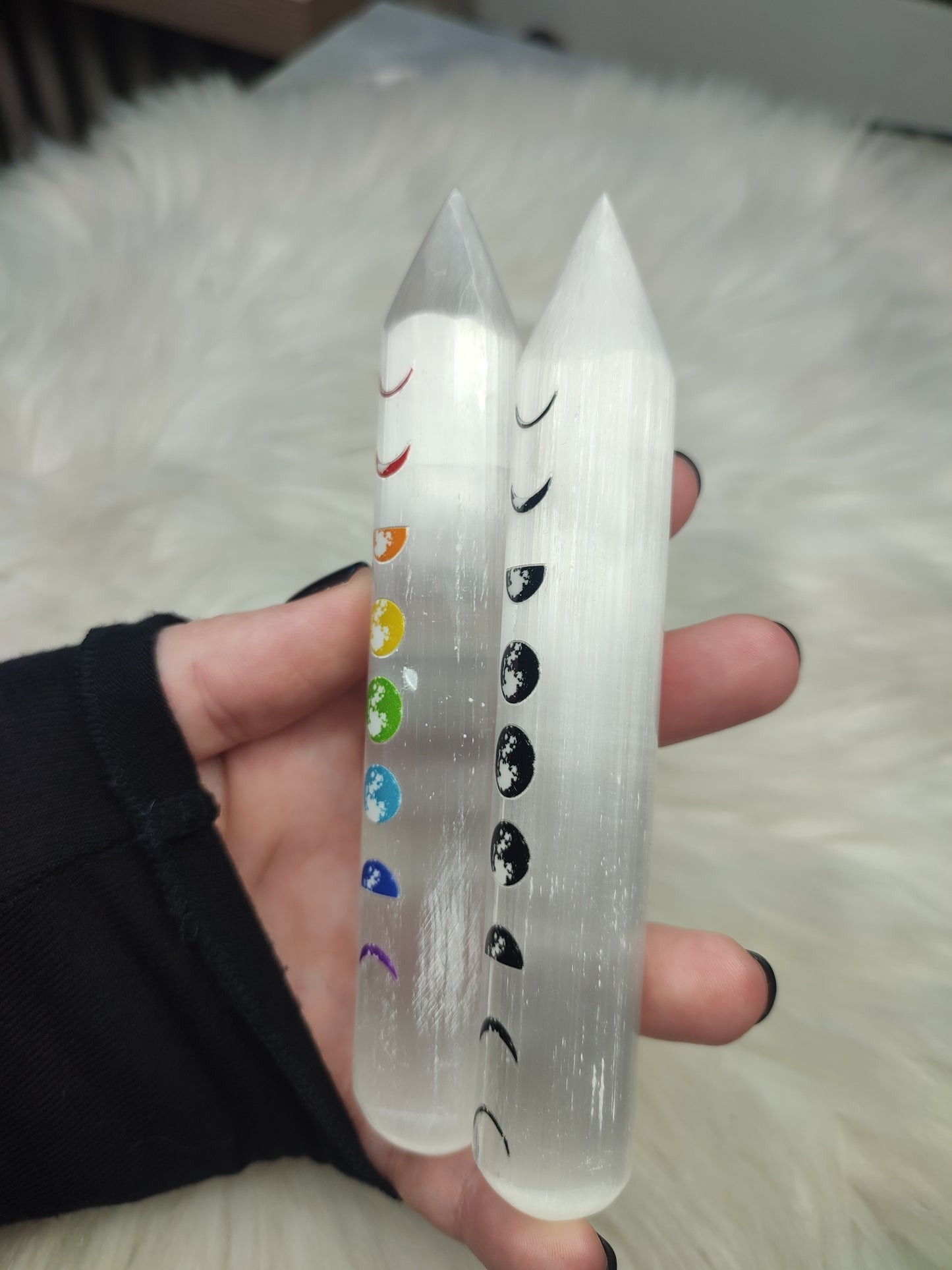 Lápiz de selenita con fases lunares