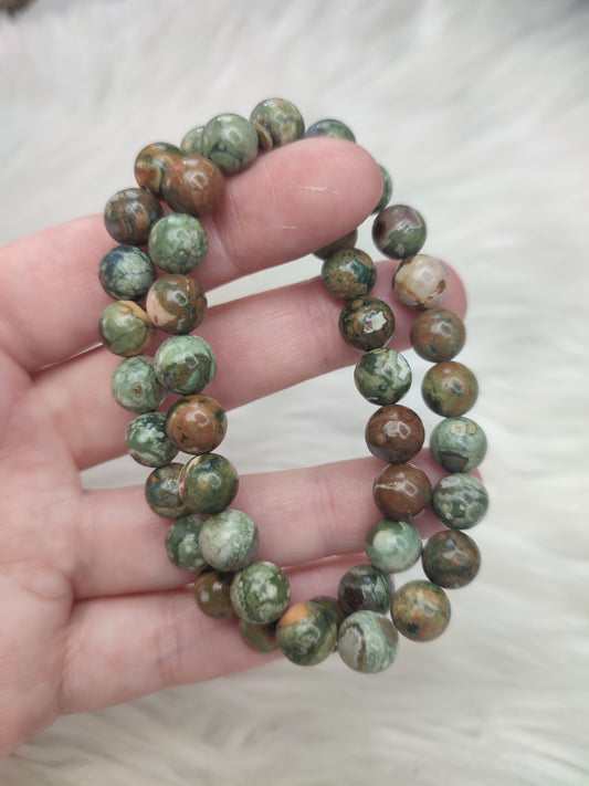 Pulseras bolas jaspe riolita - 8-9 mm