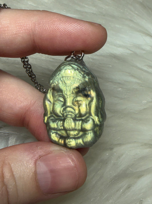Collar Labradorita Ganesha - Mini Ganesh n°269