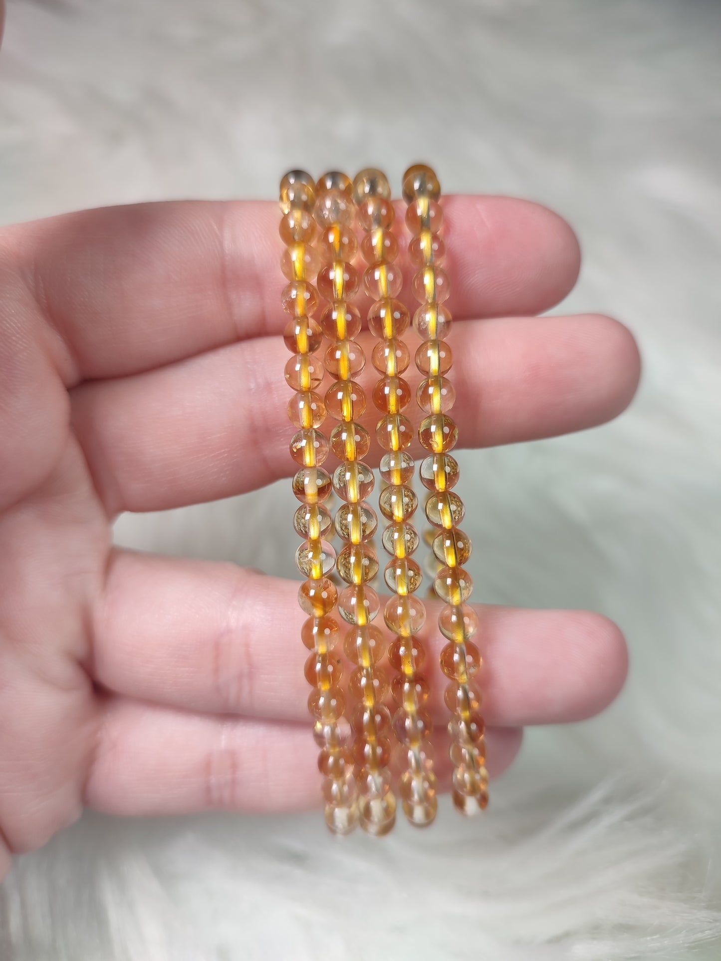 Pulsera elástica bolas 4 mm - Citrino natural