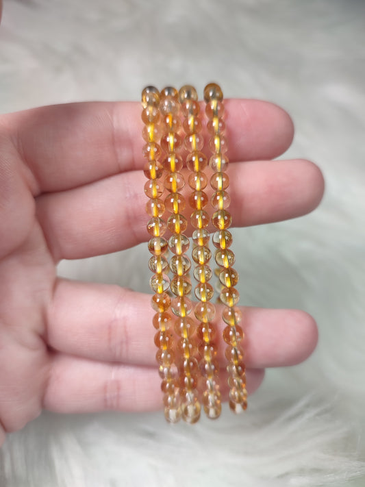 Pulsera elástica bolas 4 mm - Citrino natural
