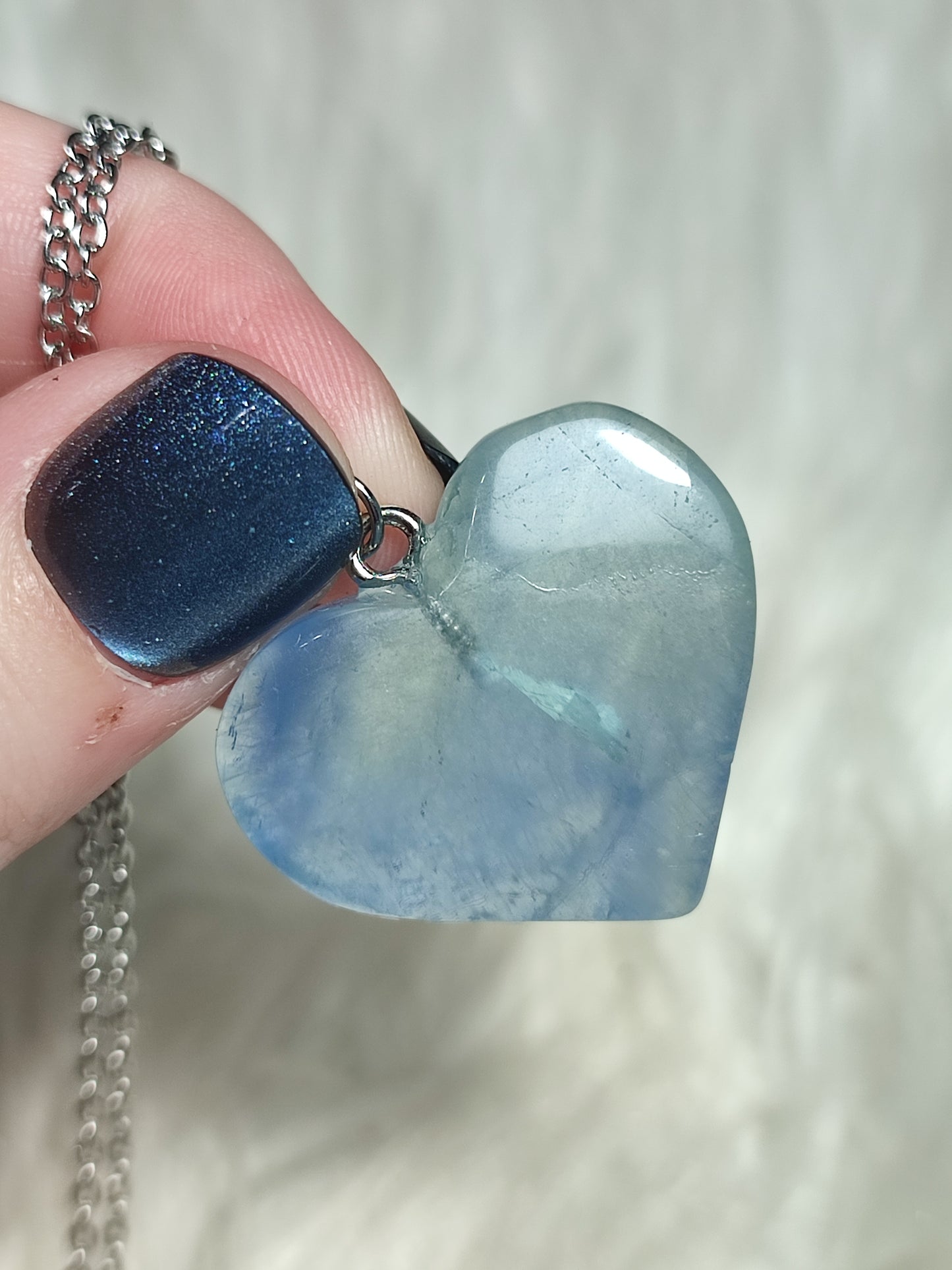 Collar fluorita azul - corazón 87