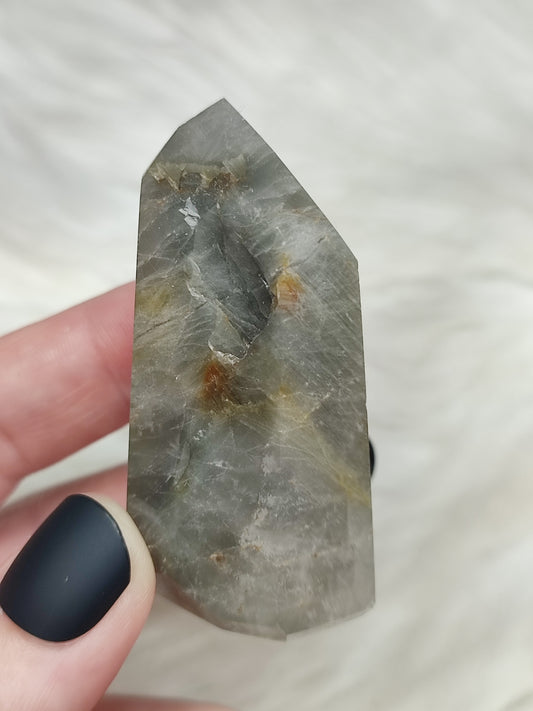 Punta cuarzo anfíbol gris n°134