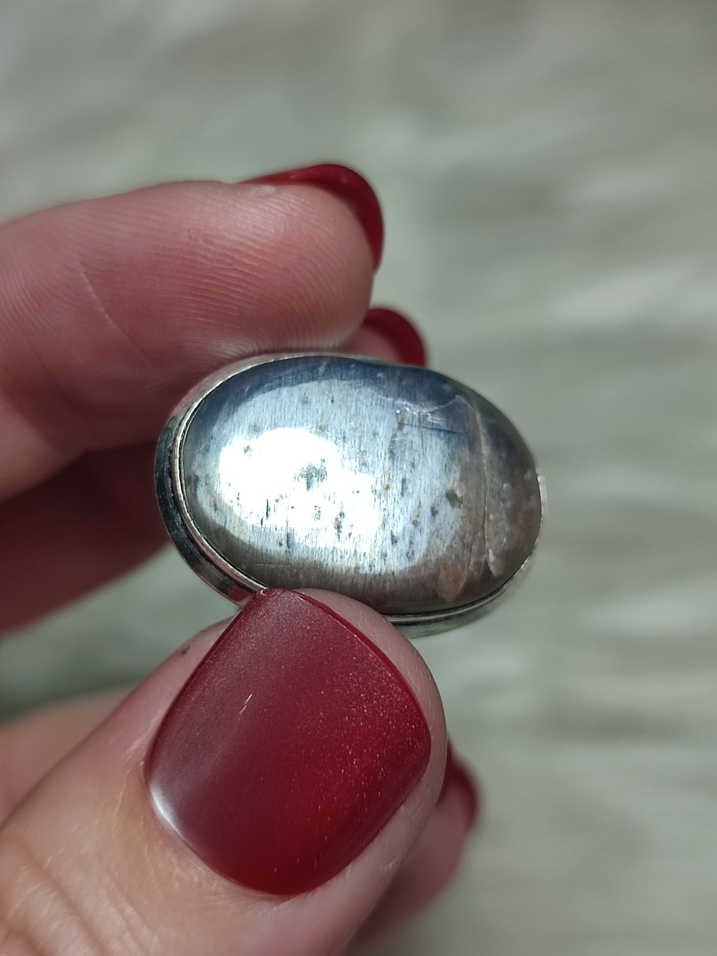 Anillo baño de plata con piedra luna negra - ref.182