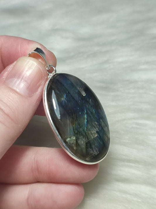 Colgante baño de plata con Labradorita flash n°28