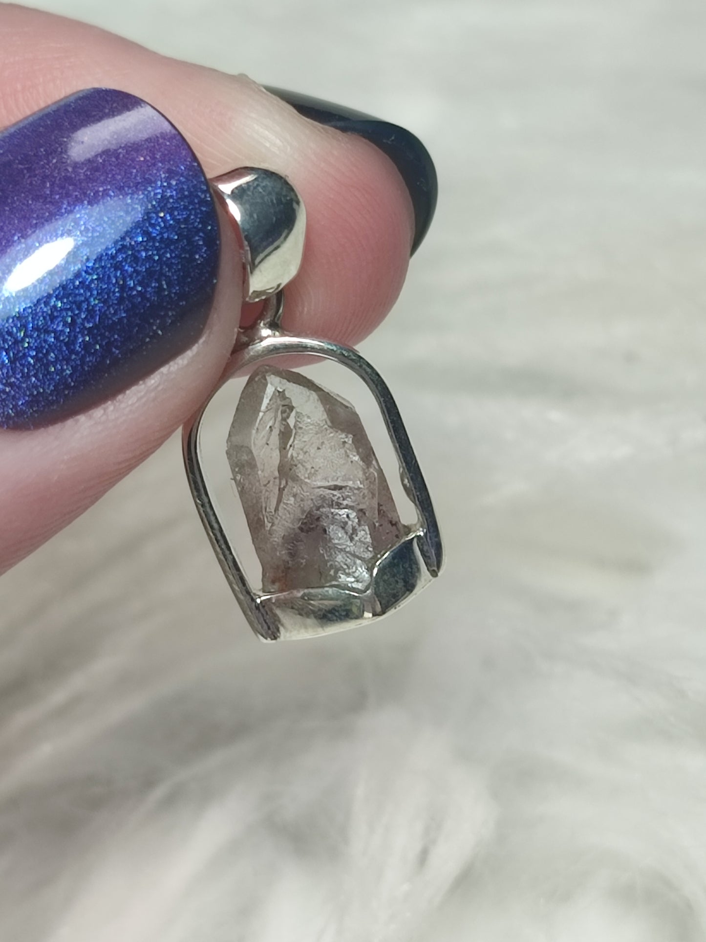 Colgante plata de ley 925 con cuarzo fantasma rojo - n°105