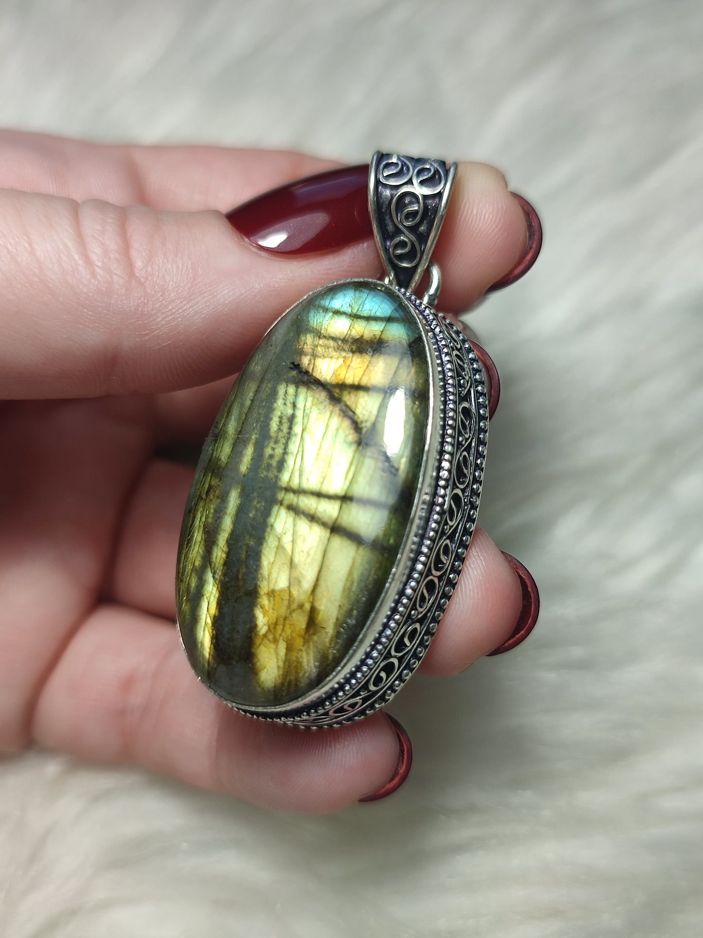 Colgante baño plata y Labradorita flash n° 87