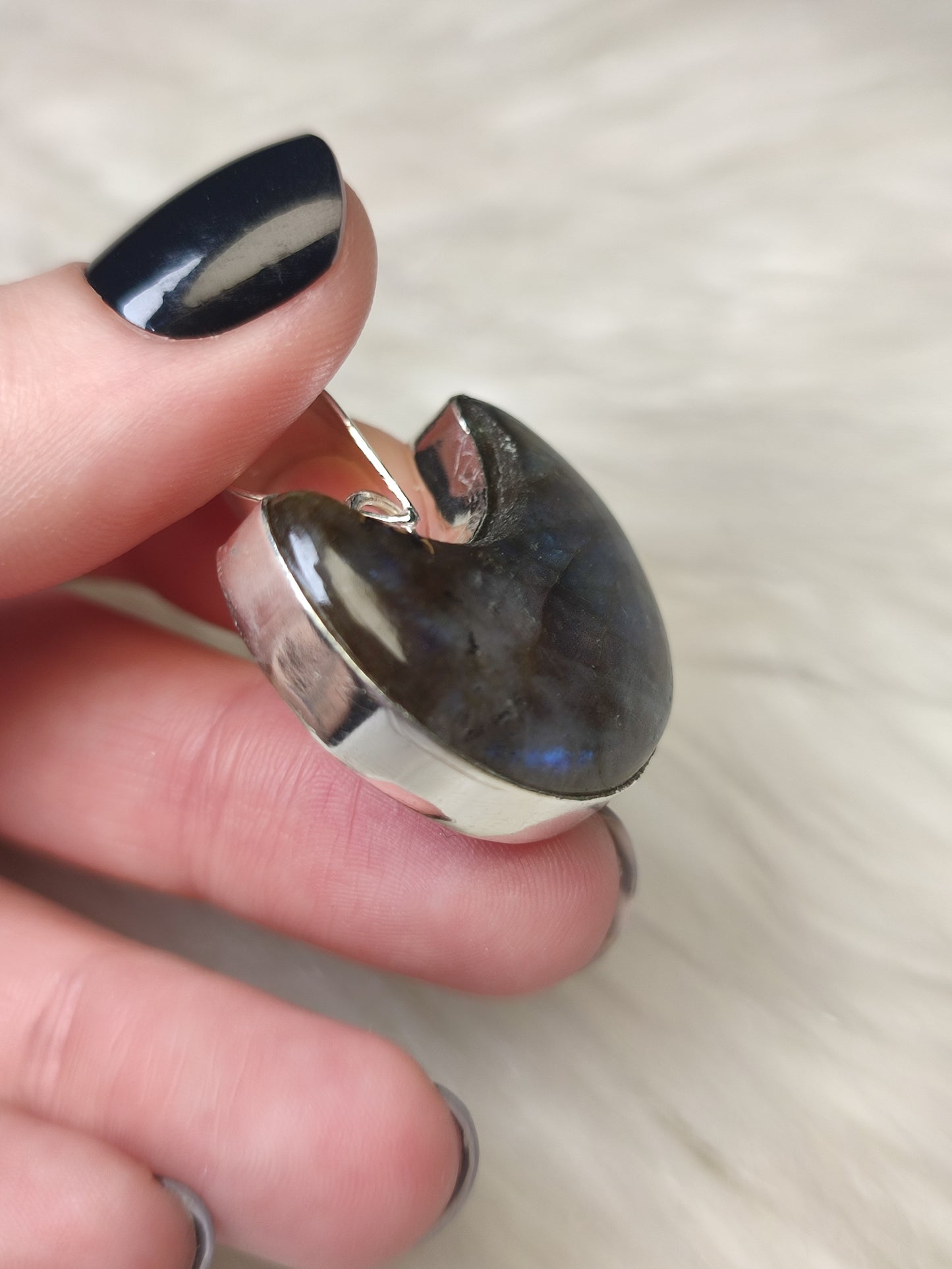 Colgante luna baño de plata con Labradorita n° 36
