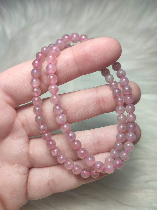 Pulsera elástica esferas de cuarzo rosa lavanda 5 mm
