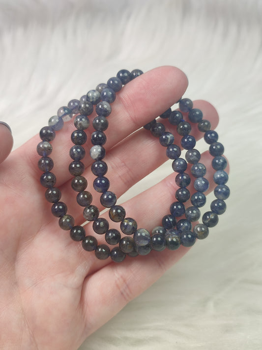 Pulsera elástica de bolas de iolita - 5 mm