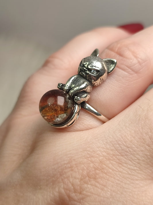 Anillo plata de ley 925 con cuarzo jardin chamanico n° 14