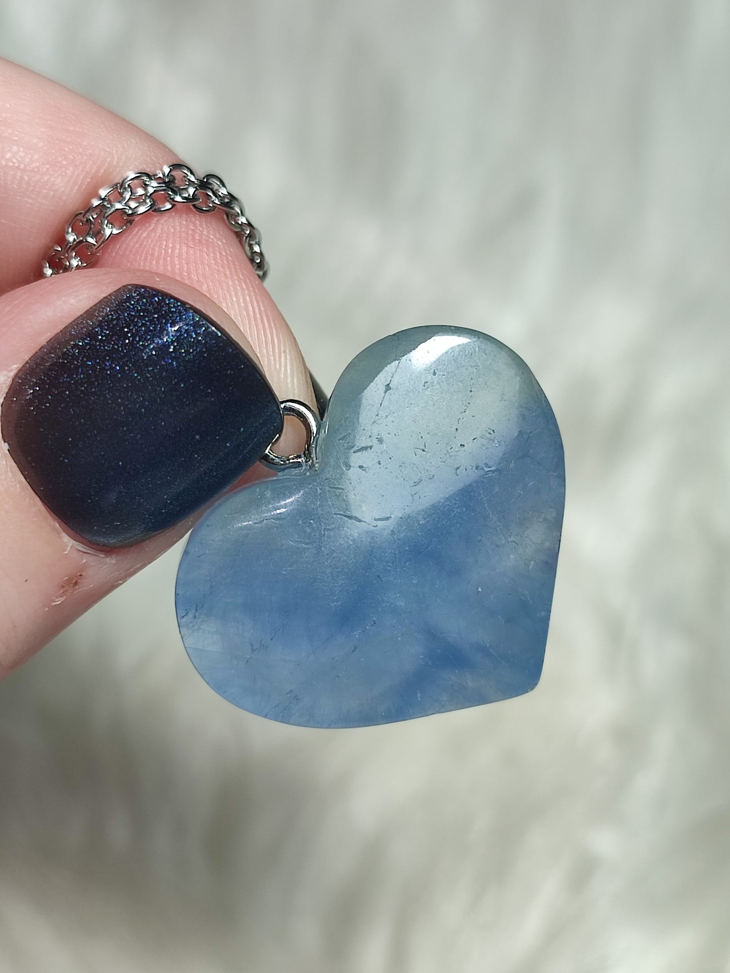 Collar fluorita azul - corazón 101