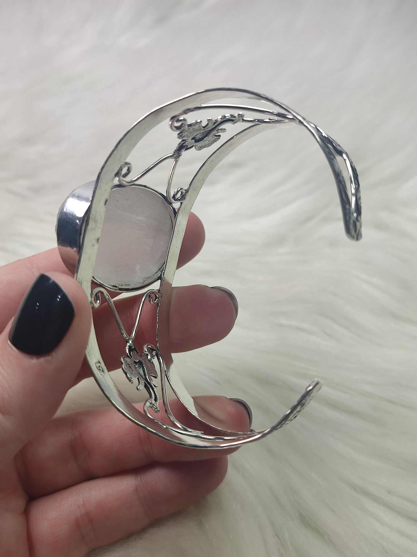 Brazalete baño de plata con selenita - N° 17