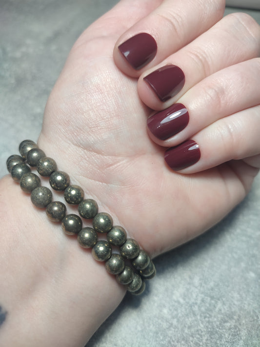 Pulsera elástica bolas 6 mm - Pirita