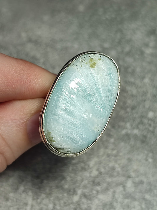 Anillo baño de plata con hemimorfita n°5