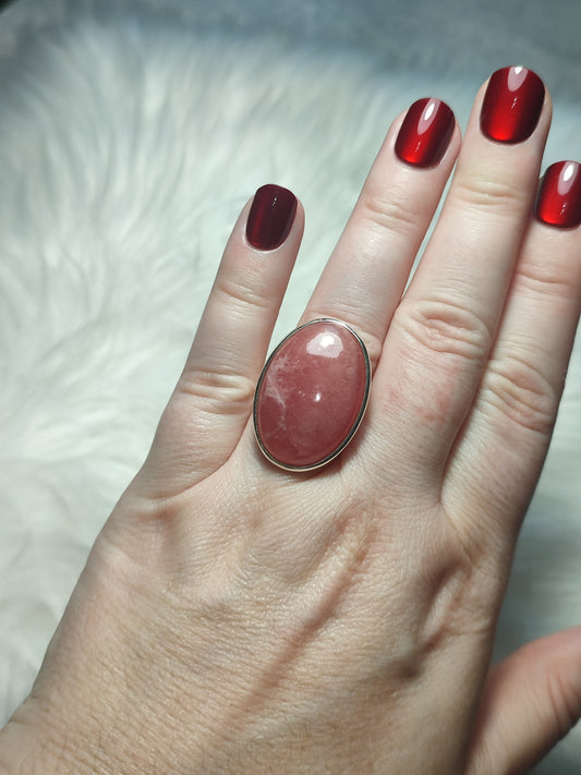 Anillo plata 925 con rodocrosita extra - ajustable n° 54