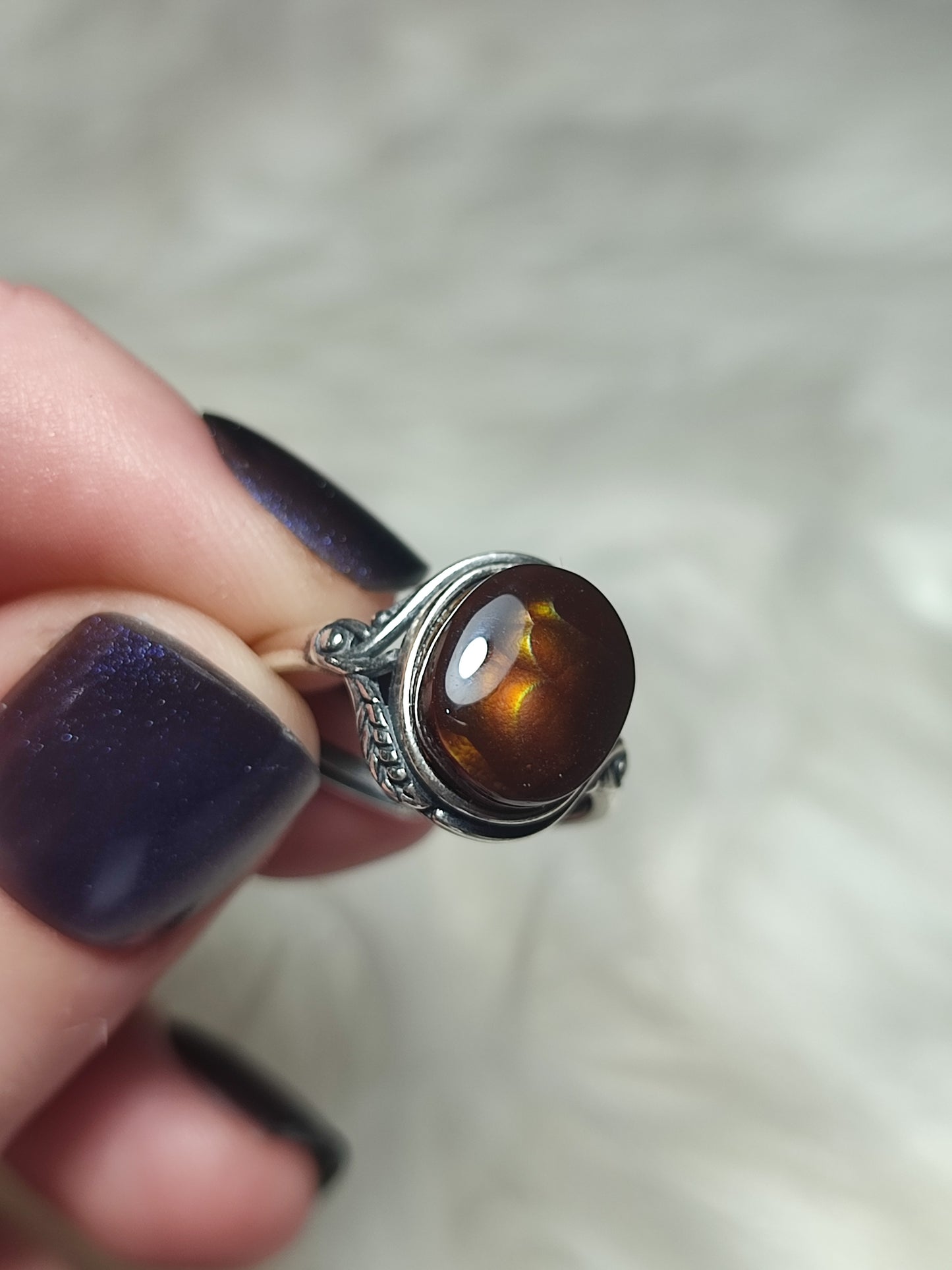 Anillo plata 925 con ágata de fuego - ajustable n° 1