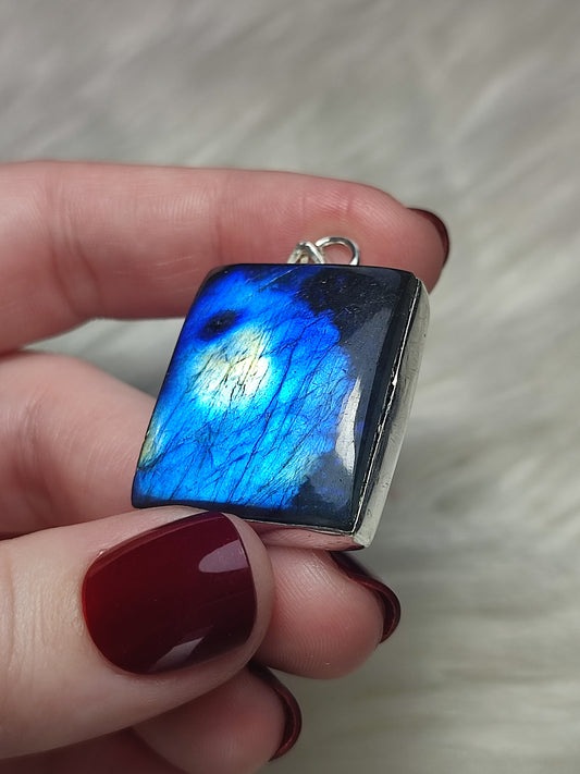 Colgante baño de plata con labradorita flash - N° 65