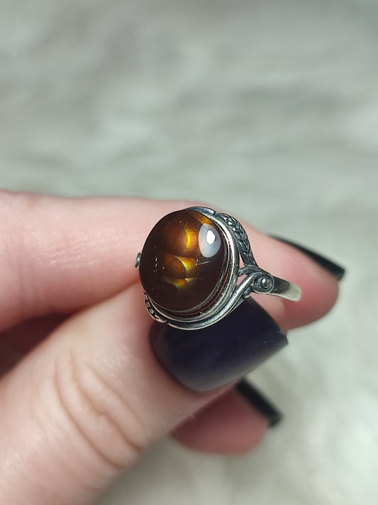 Anillo plata 925 con ágata de fuego - ajustable n° 1