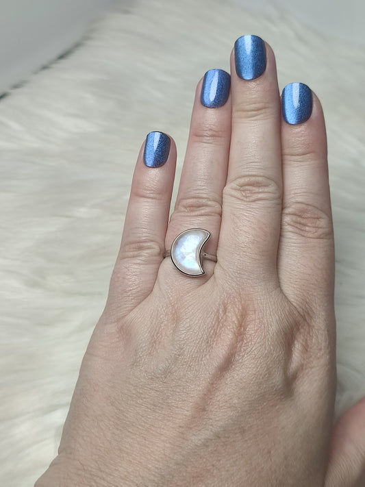 Anillo plata de ley 925 con piedra luna- Modelo Luna 153