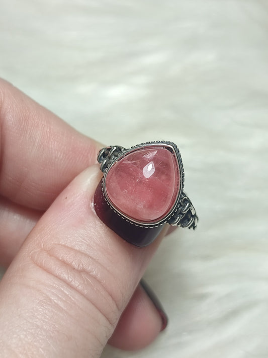 Anillo plata 925 con rodocrosita AAA - ajustable número 33