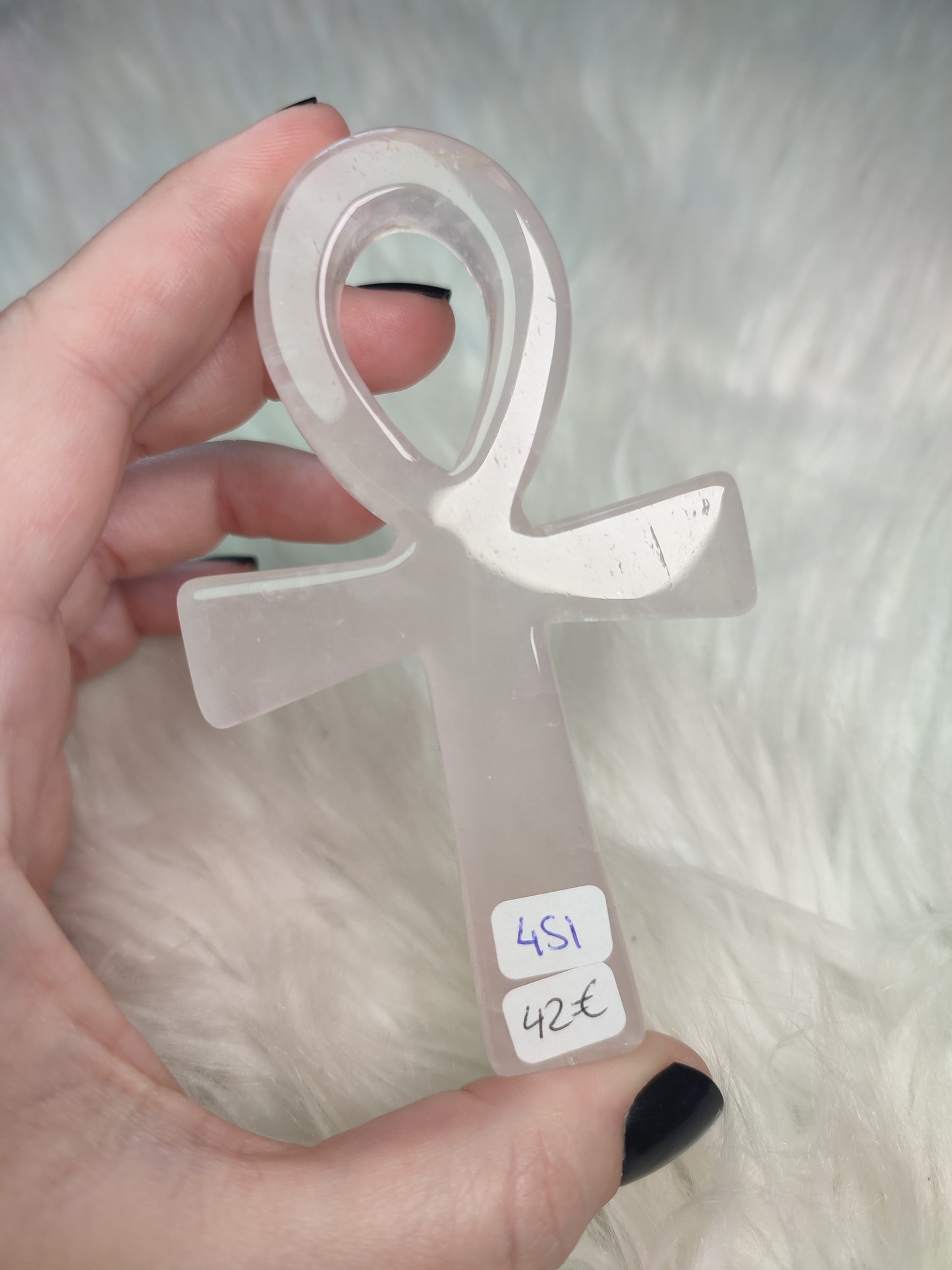 Cruz de la Vida Egipcia Ankh Cuarzo rosa