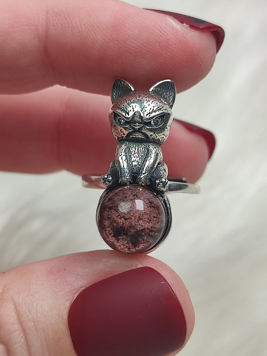 Anillo plata de ley 925 con cuarzo jardin chamanico n° 1