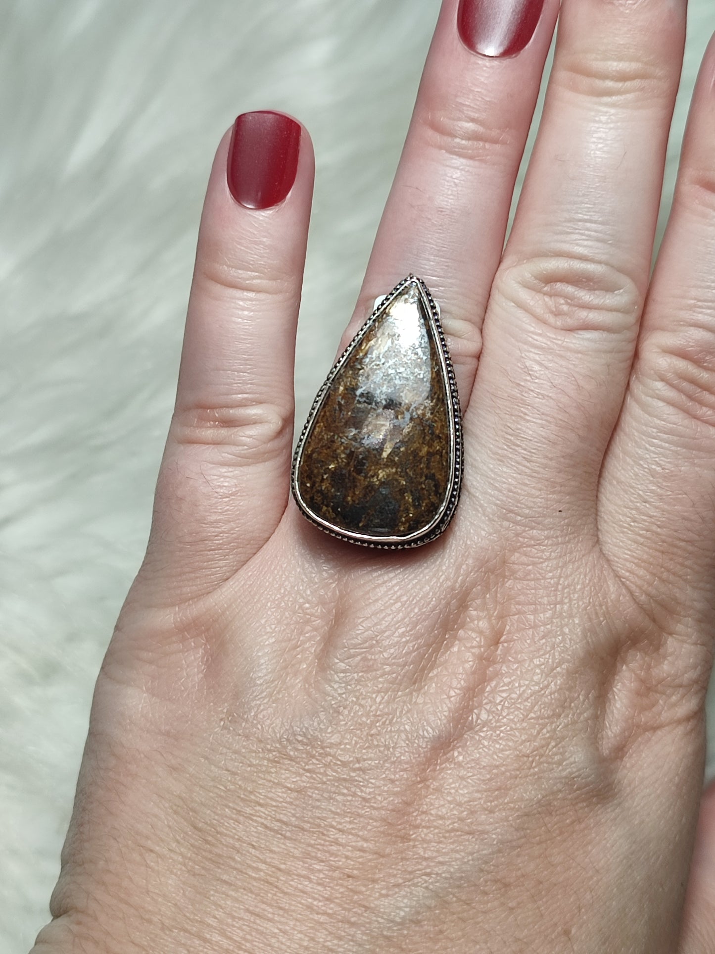 Anillo baño de plata con broncita ref.35
