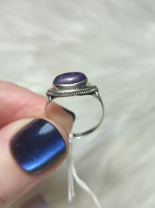 Anillo plata de ley 925 con amatista de 17 mm diámetro - n°97
