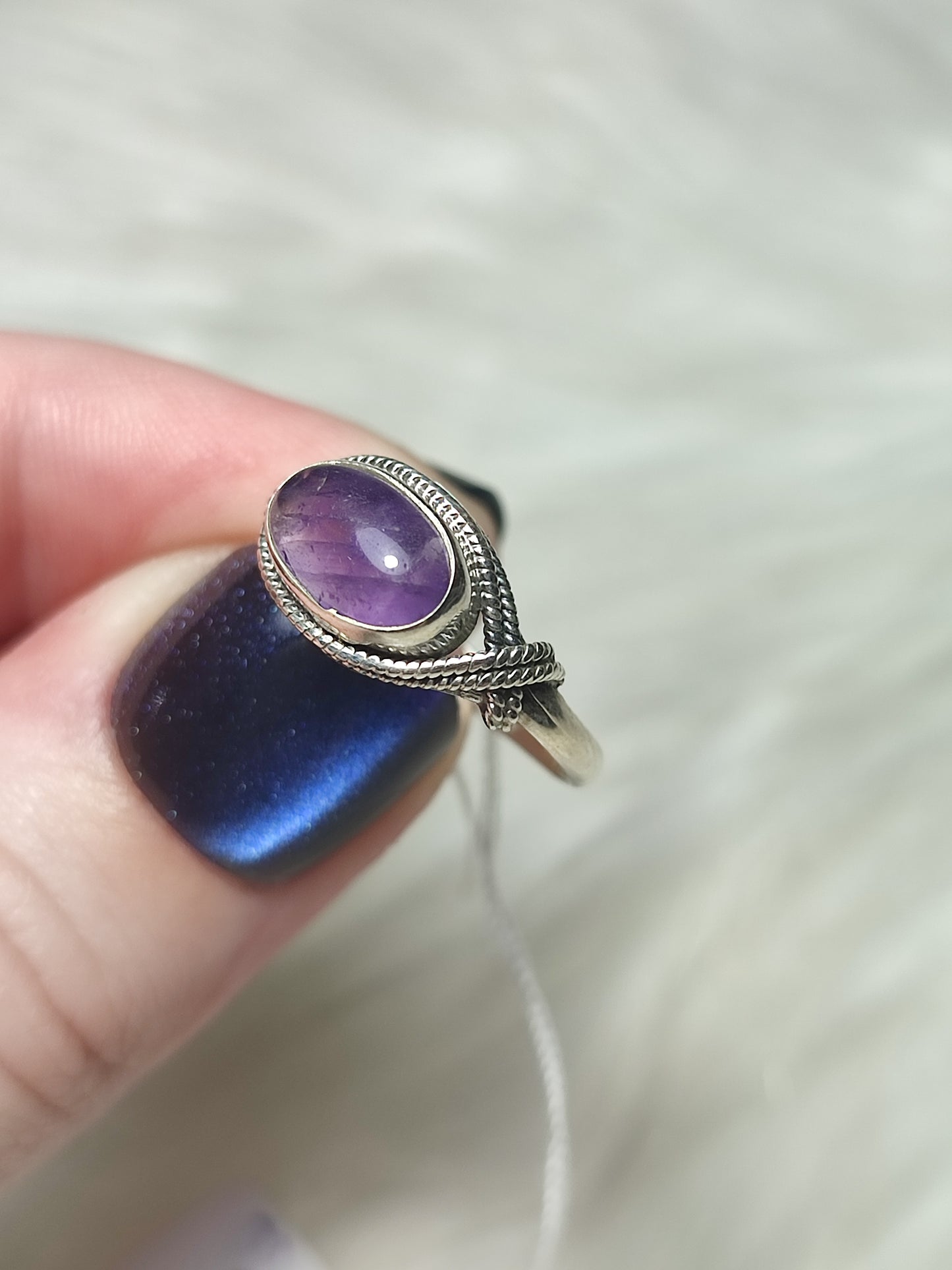 Anillo plata de ley 925 con amatista de 17 mm diámetro - n°97