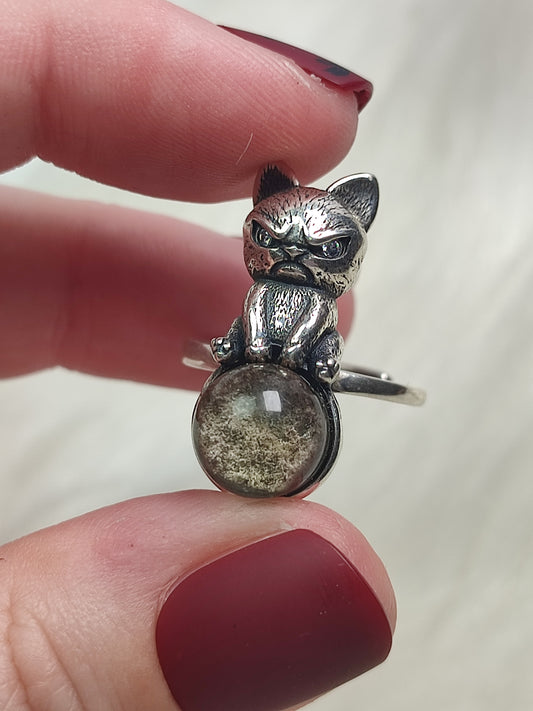 Anillo plata de ley 925 con cuarzo jardin chamanico n° 7