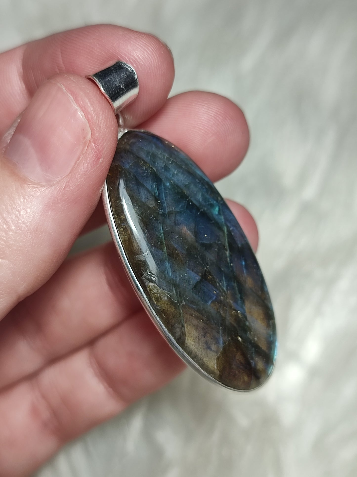 Colgante baño de plata con labradorita flash - N° 160