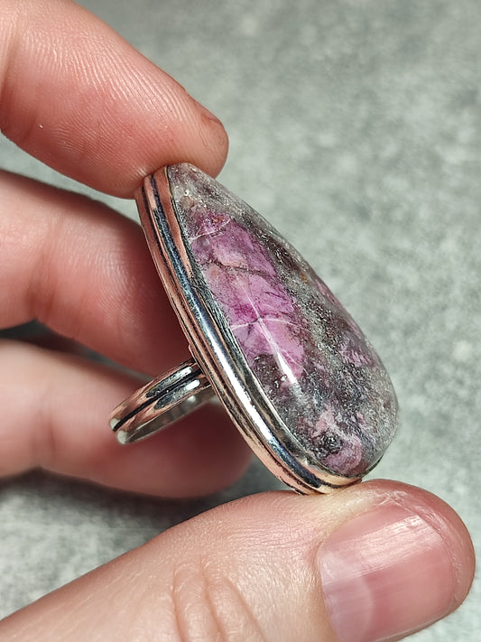 Anillo baño de plata con Cobalto Calcita n°4